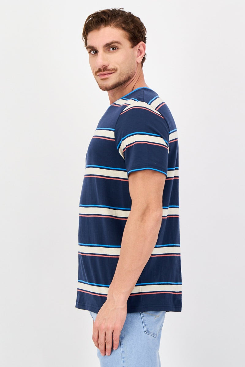 Bench Men Crew Neck Short Sleeve Stripe T-Shirt, Multicolor - Image 4